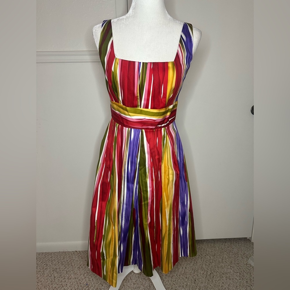 Calvin Klein Multicolor Striped Midi Dress | Size 4 | Like New